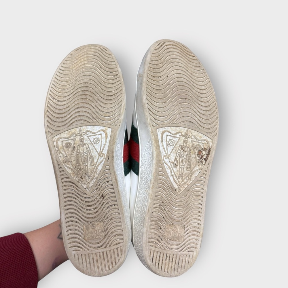 Gucci Leather Ace White Embroidered Sequin Arrow Trainer Sneakers - Picture 9 of 15